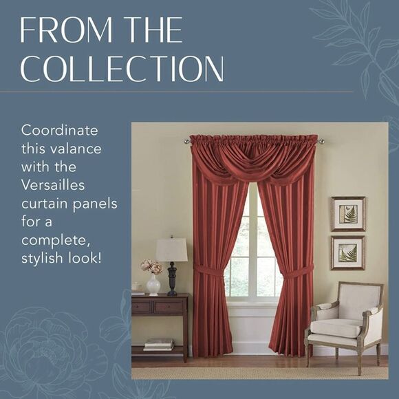 Elrene Home Fashions Versailles Faux Silk Waterfall Window Valances-3 total - Picture 4 of 5
